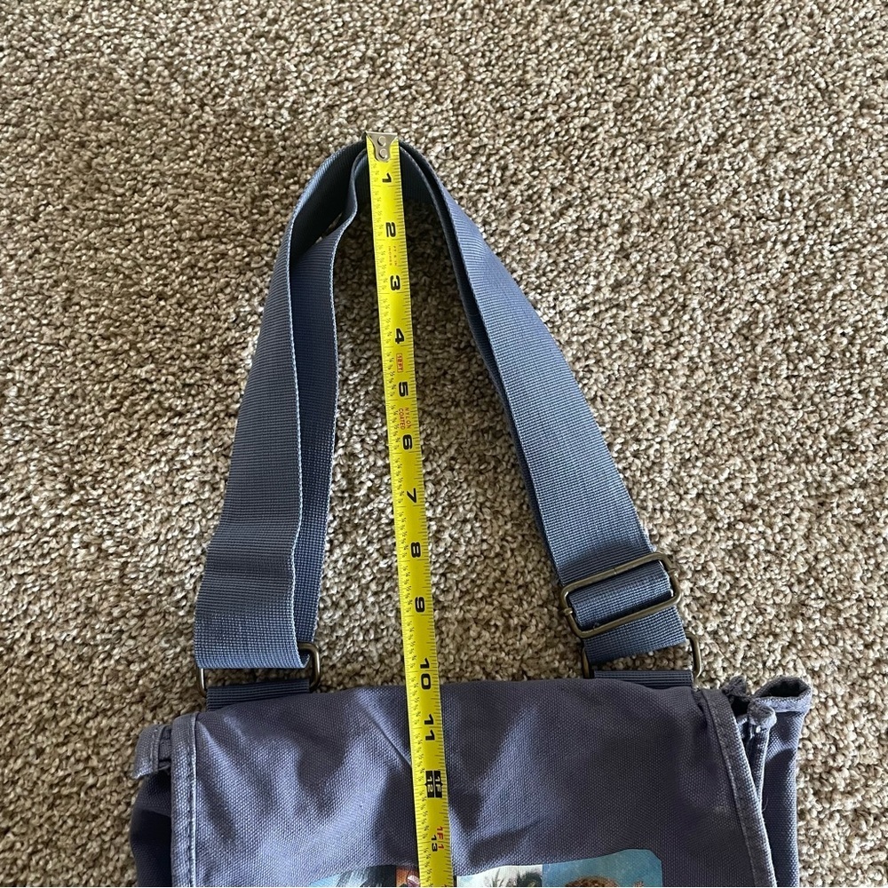 Dharma Love Life’s a Beach Blue Canvas Messenger Book Bag Crossbody Ocean Relax - Picture 16 of 16